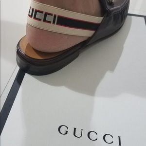 horsebit gucci stripe slingback slipper